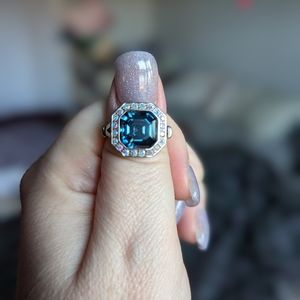 London topaz and AB Swarovski Ring size 7 Sterling silver